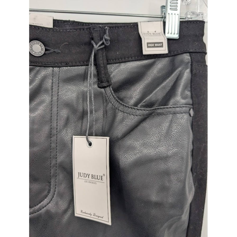 Judy Blue Women's NWT High Waist Skinny Faux Leather Black Jeans sz 7/28 - Picture 3 of 8